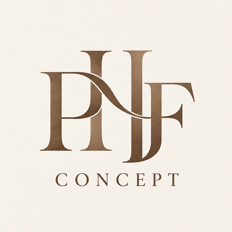Monograma PHF Concept em bronze sobre fundo marfim